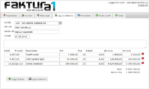 Å lage faktura er enkelt. Med et produktregister går dette lett.